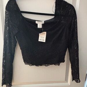 Crop Black Lace Blouse